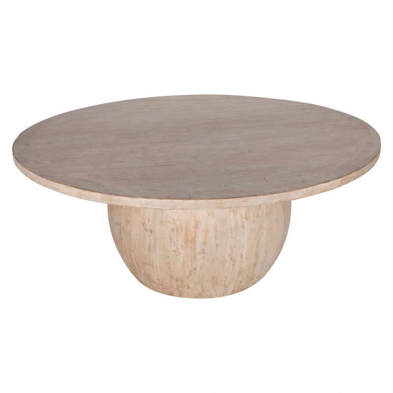 Sophia 72  Round Reclaimed Pine Modern Dining Table with Ball Pedestal Base