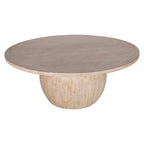 Sophia 72  Round Reclaimed Pine Modern Dining Table with Ball Pedestal Base