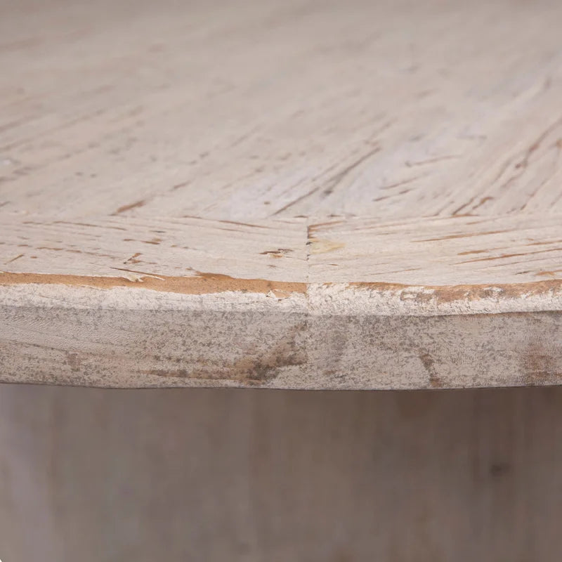 Sophia 72  Round Reclaimed Pine Modern Dining Table with Ball Pedestal Base