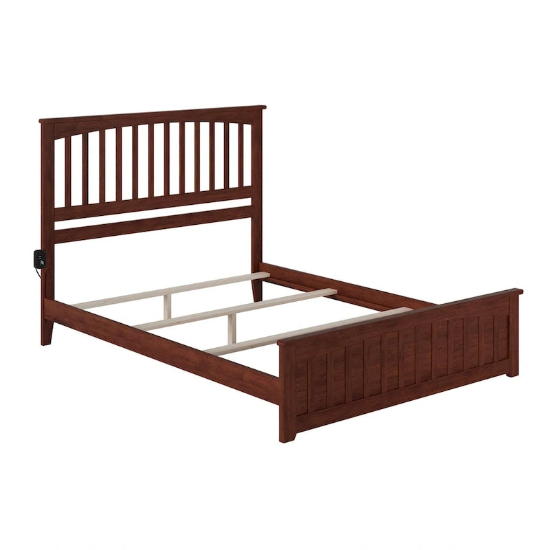 Mission Queen Foundation Bed Frame with Matching Footboard in Walnut