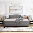 Upholstered daybed Twin Size with Two Drawers and Wood Slat Suppot