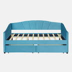 Upholstered daybed Twin Size with Two Drawers and Wood Slat Suppot