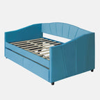 Upholstered daybed Twin Size with Two Drawers and Wood Slat Suppot