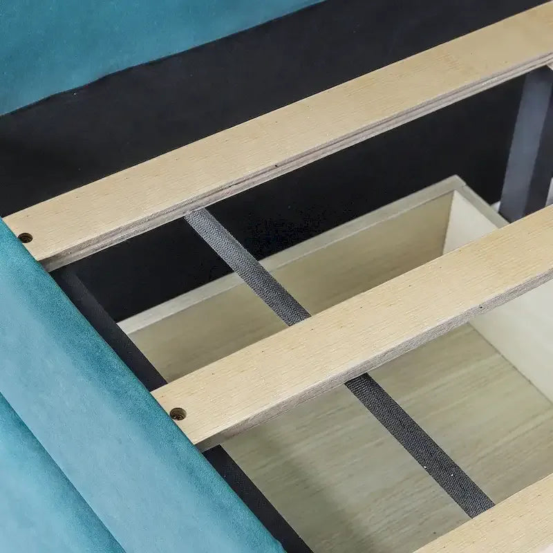 Upholstered daybed Twin Size with Two Drawers and Wood Slat Suppot