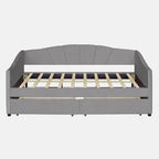 Upholstered daybed Twin Size with Two Drawers and Wood Slat Suppot