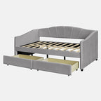 Upholstered daybed Twin Size with Two Drawers and Wood Slat Suppot