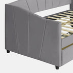 Upholstered daybed Twin Size with Two Drawers and Wood Slat Suppot