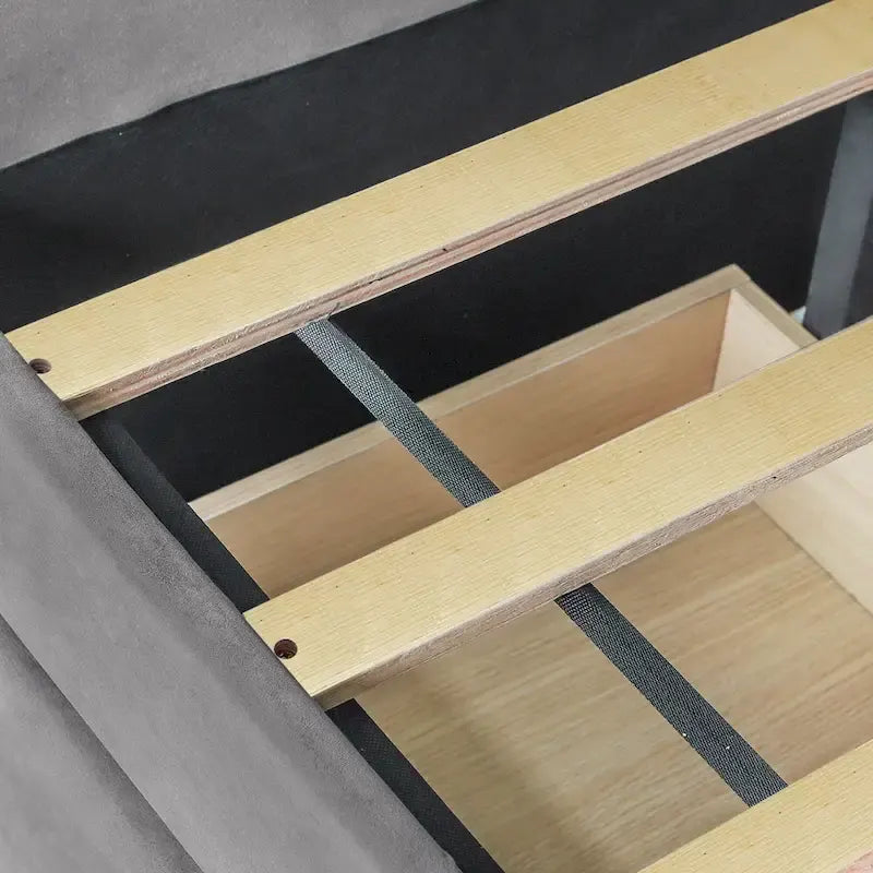 Upholstered daybed Twin Size with Two Drawers and Wood Slat Suppot