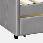 Upholstered daybed Twin Size with Two Drawers and Wood Slat Suppot