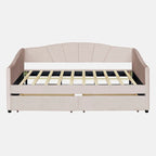 Upholstered daybed Twin Size with Two Drawers and Wood Slat Suppot