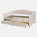 Upholstered daybed Twin Size with Two Drawers and Wood Slat Suppot
