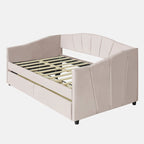 Upholstered daybed Twin Size with Two Drawers and Wood Slat Suppot