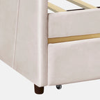 Upholstered daybed Twin Size with Two Drawers and Wood Slat Suppot