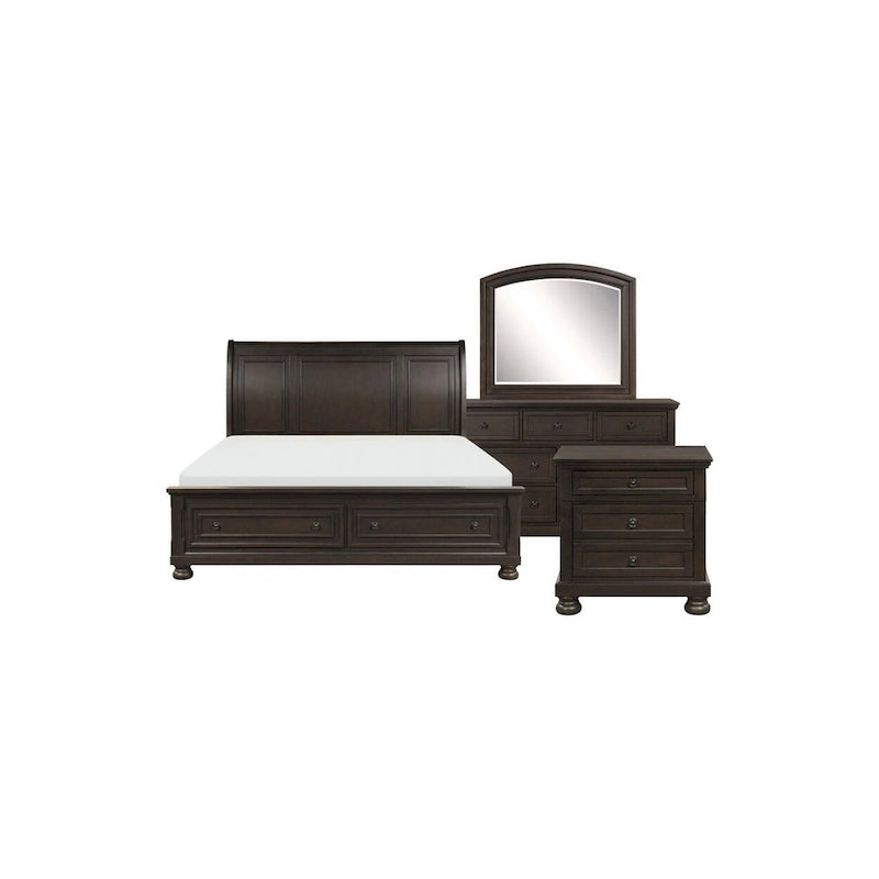 Brandie 6 Piece Grayish Brown Modern Storage Sleigh Platform Bedroom Set