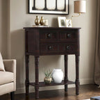 Narrow table, rustic entrance table, slim sofa table, three storage drawers and bottom shelf