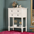 Narrow table, rustic entrance table, slim sofa table, three storage drawers and bottom shelf