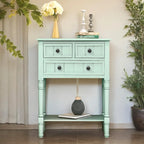 Narrow table, rustic entrance table, slim sofa table, three storage drawers and bottom shelf