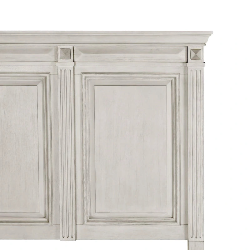 Roundhill Furniture Renova Distressed Parchment Wood Panel Bed