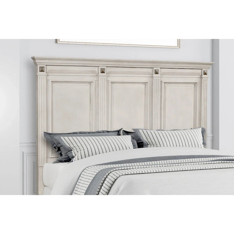Roundhill Furniture Renova Distressed Parchment Wood Panel Bed