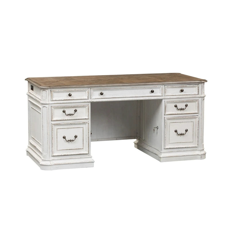 Magnolia Manor Antique White Weathered Bark Desk