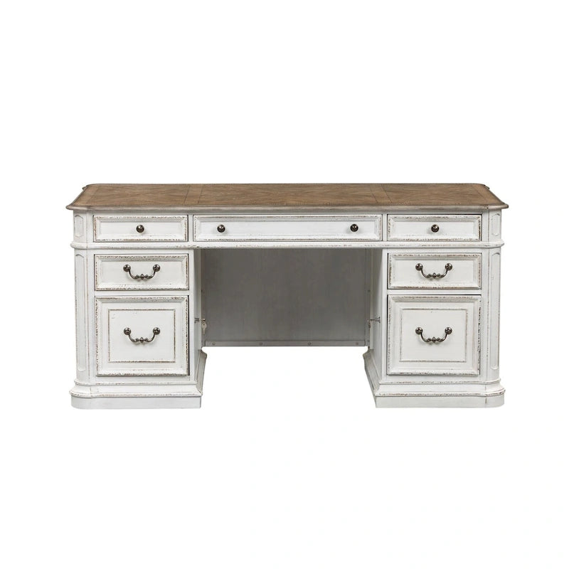 Magnolia Manor Antique White Weathered Bark Desk