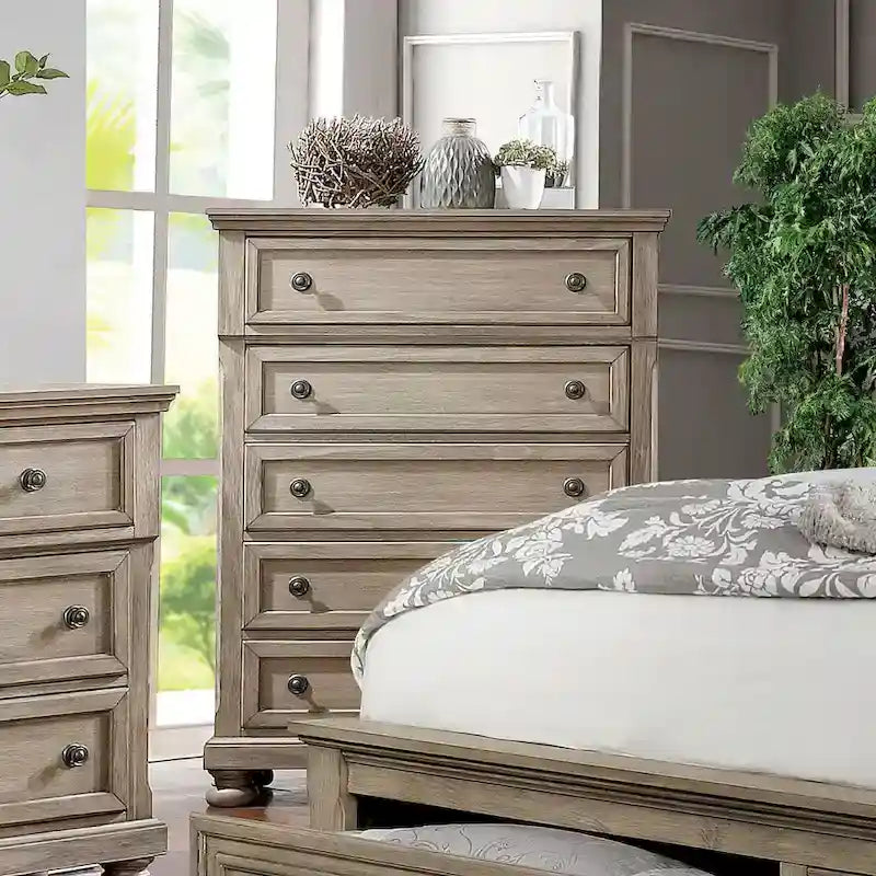 Nahkohe Transitional Grey Wood 2-Piece Storage Sleigh Bed and Chest Set by Furniture of America