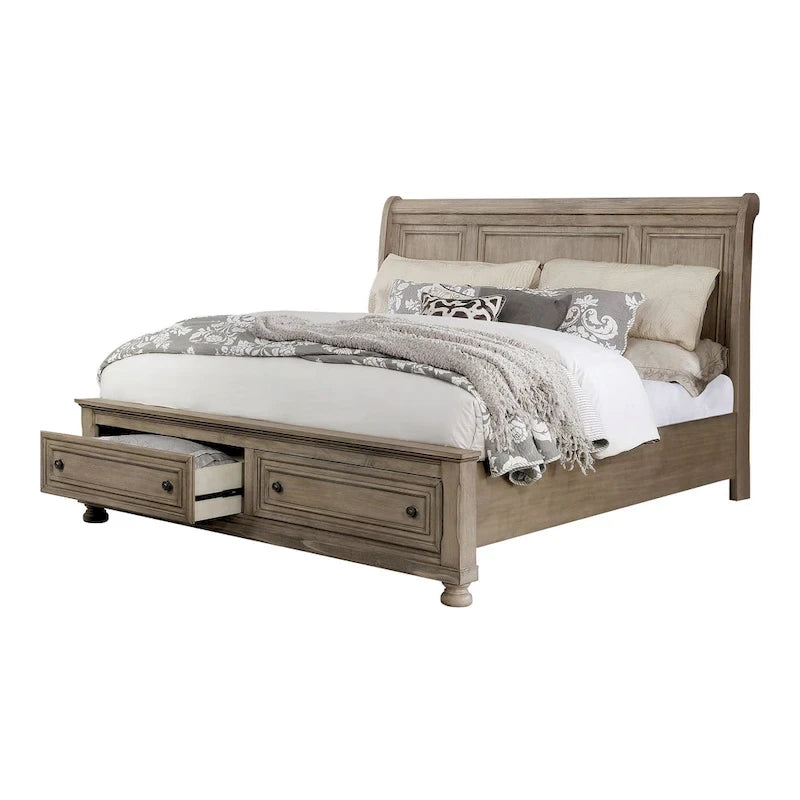 Nahkohe Transitional Grey Wood 2-Piece Storage Sleigh Bed and Chest Set by Furniture of America