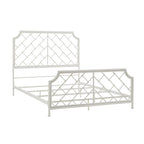 Nelle Geometric Mosaic White Metal Queen Bed by iNSPIRE Q Classic