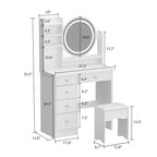 Timechee 31.5  Wide Makeup Vanity Set with Stool, Mirror,3 Color Light - 31.5 W