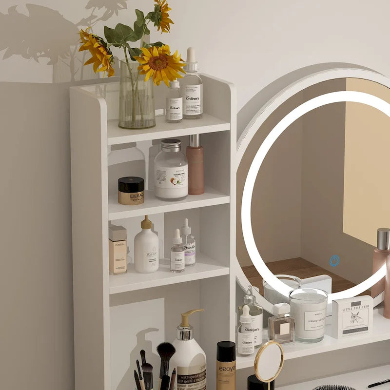 Timechee 31.5  Wide Makeup Vanity Set with Stool, Mirror,3 Color Light - 31.5 W