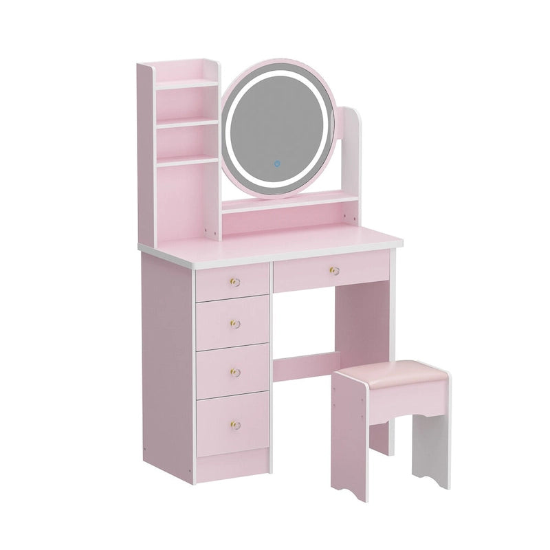 Timechee 31.5  Wide Makeup Vanity Set with Stool, Mirror,3 Color Light - 31.5 W