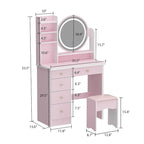 Timechee 31.5  Wide Makeup Vanity Set with Stool, Mirror,3 Color Light - 31.5 W