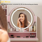 Timechee 31.5  Wide Makeup Vanity Set with Stool, Mirror,3 Color Light - 31.5 W