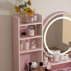 Timechee 31.5  Wide Makeup Vanity Set with Stool, Mirror,3 Color Light - 31.5 W