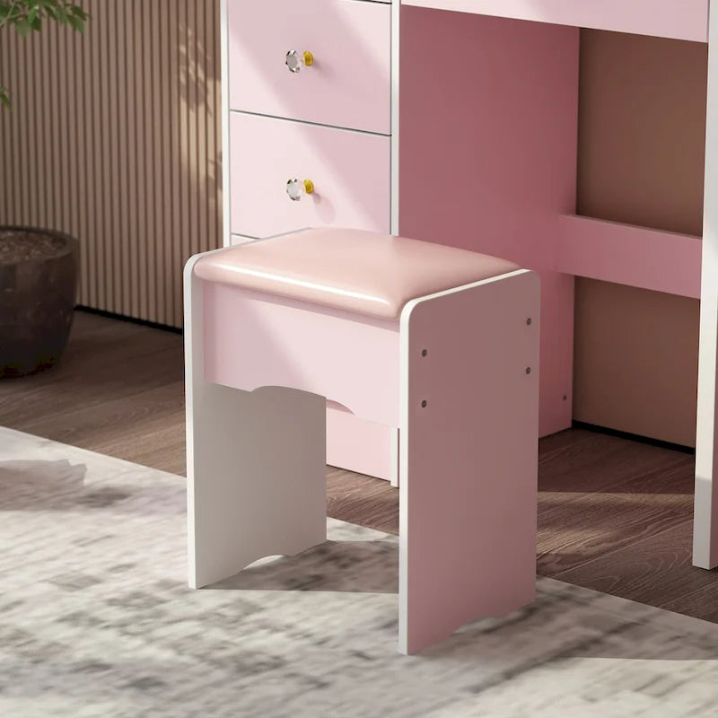 Timechee 31.5  Wide Makeup Vanity Set with Stool, Mirror,3 Color Light - 31.5 W