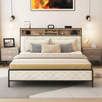 Moasis Upholstered Storage Headboard Platform Bed Frame