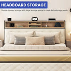 Moasis Upholstered Storage Headboard Platform Bed Frame