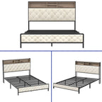 Moasis Upholstered Storage Headboard Platform Bed Frame