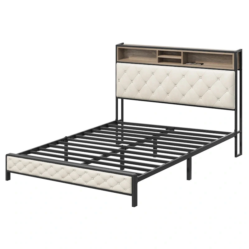 Moasis Upholstered Storage Headboard Platform Bed Frame