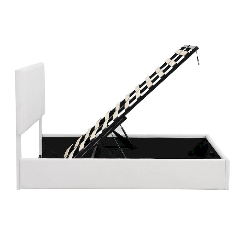 Upholstered Platform bed with a Hydraulic Storage System