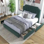 Furniture of America Chapla Art Deco Upholstered 4-drawer Platform Storage Bed