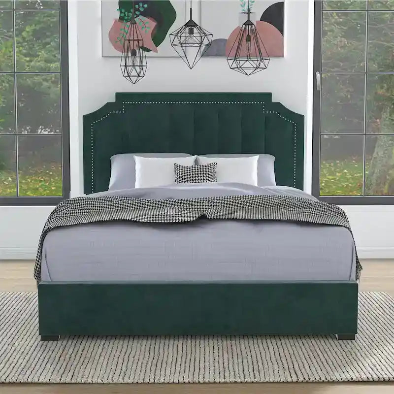 Furniture of America Chapla Art Deco Upholstered 4-drawer Platform Storage Bed