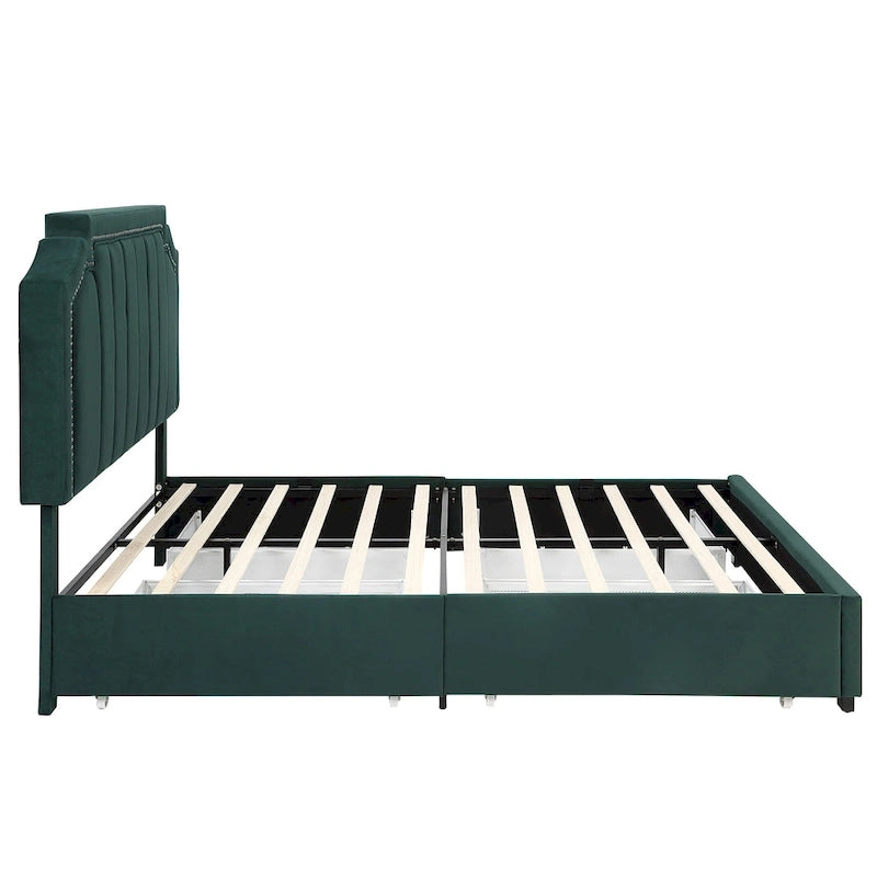 Furniture of America Chapla Art Deco Upholstered 4-drawer Platform Storage Bed