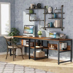 78.7  Two Person Desk, Double Desk with Bookshelf