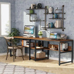 78.7  Two Person Desk, Double Desk with Bookshelf