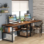 78.7  Two Person Desk, Double Desk with Bookshelf