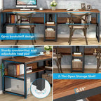 78.7  Two Person Desk, Double Desk with Bookshelf