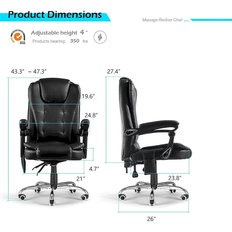 AECOJOY Ergonomic Office Chair with 7 Points Vibrating Massage&Heat Functions