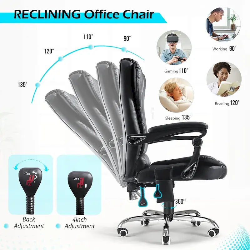 AECOJOY Ergonomic Office Chair with 7 Points Vibrating Massage&Heat Functions
