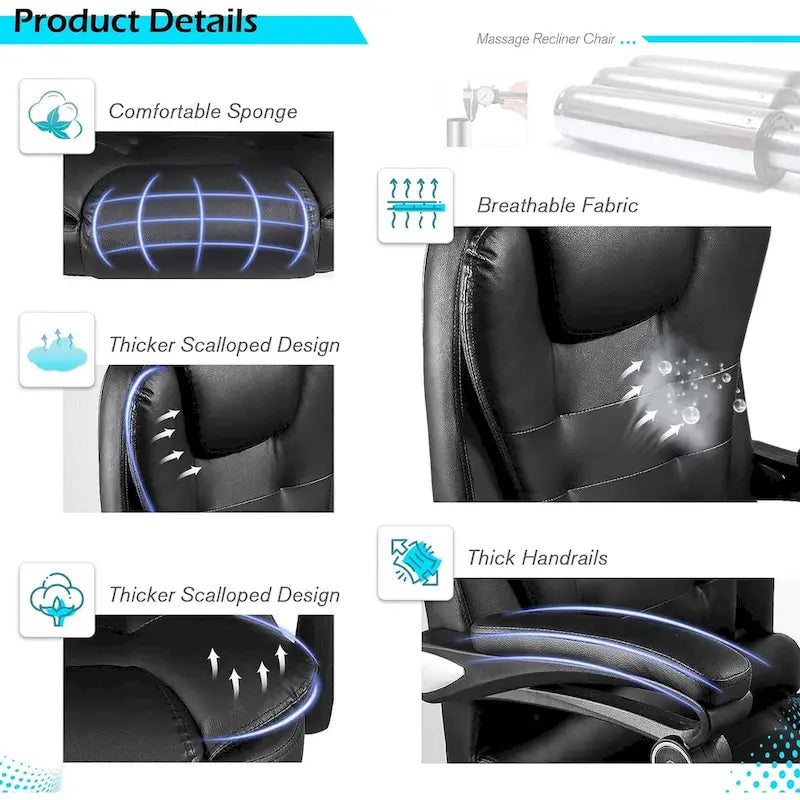 AECOJOY Ergonomic Office Chair with 7 Points Vibrating Massage&Heat Functions